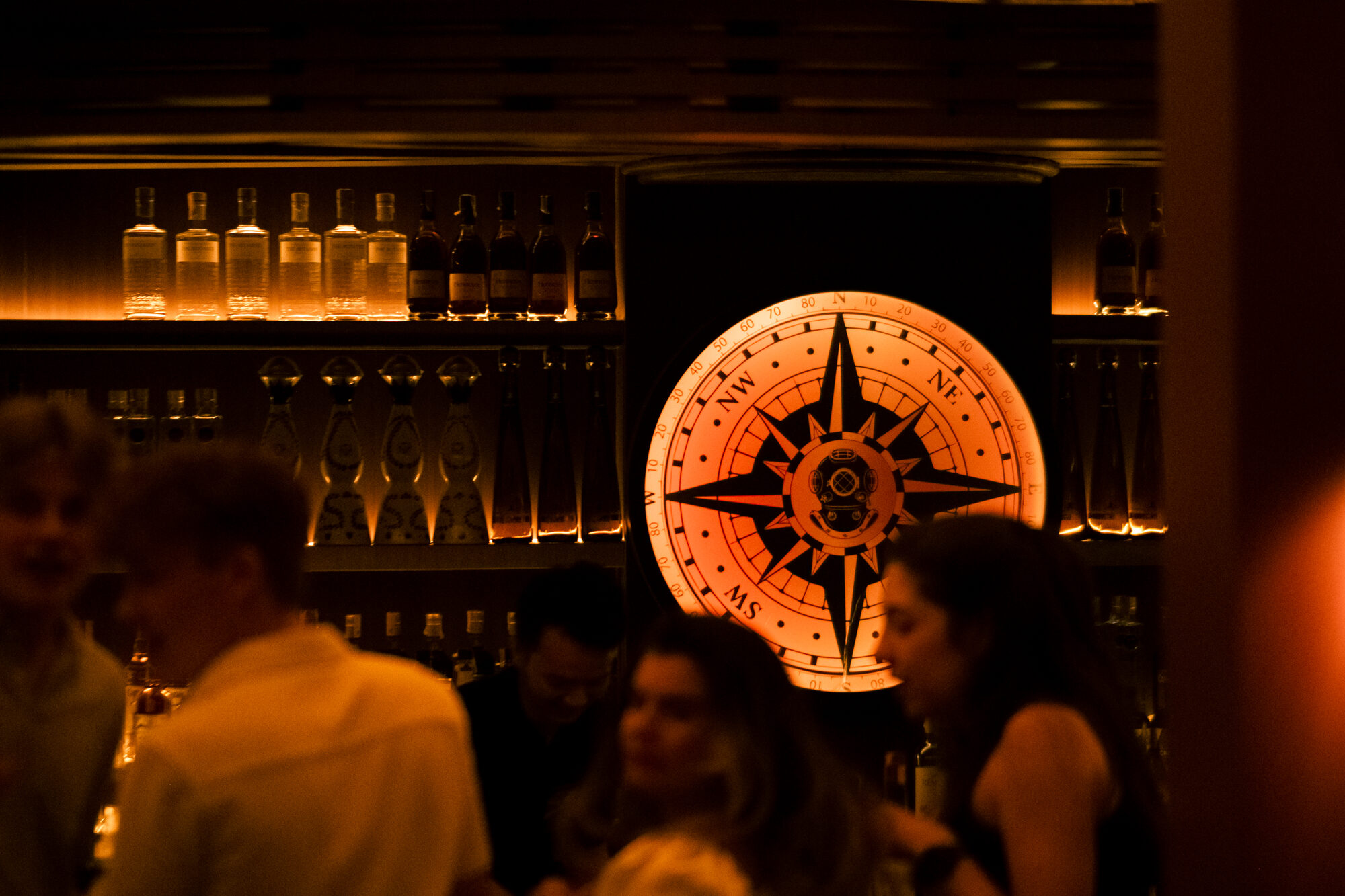 The copper compass bar at Scubar speakeasy, Koh Phi Phi